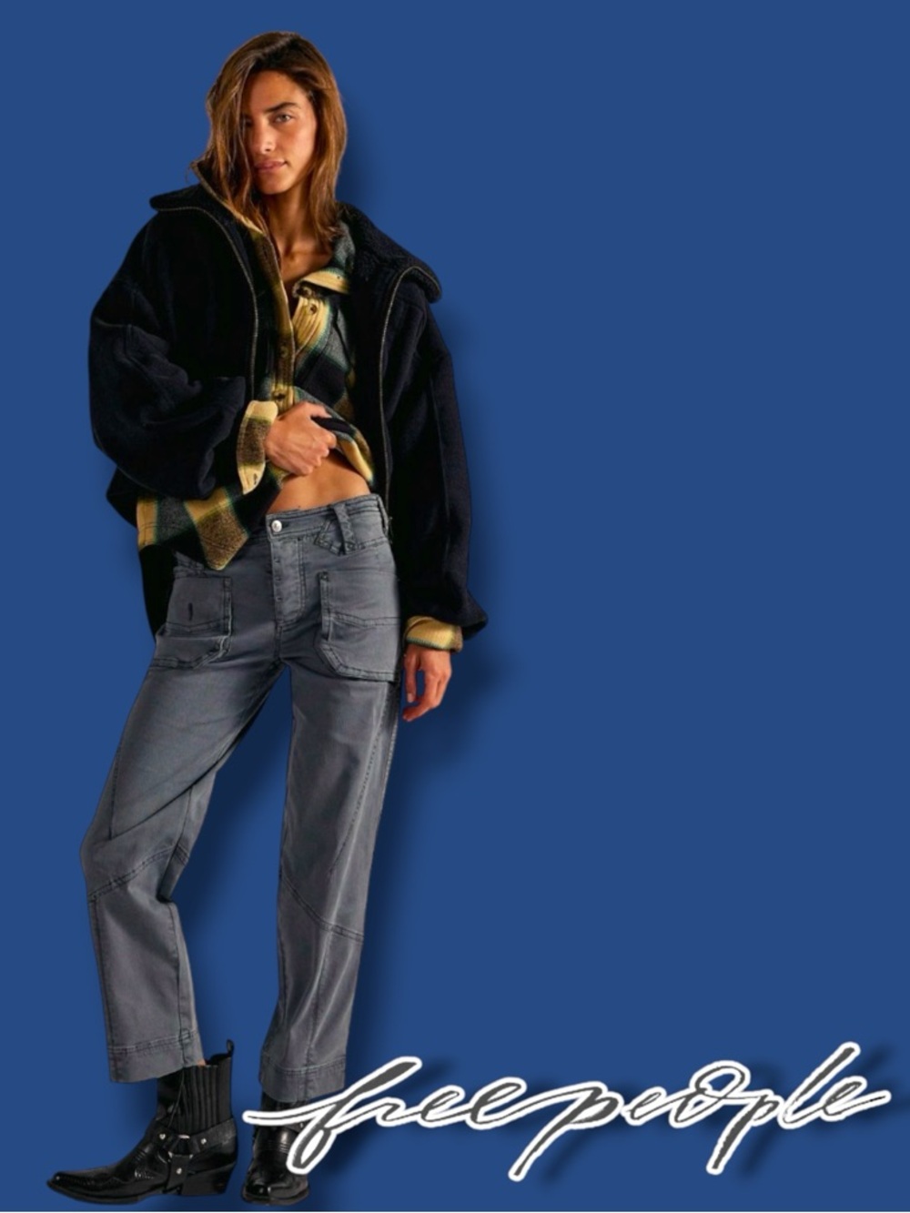 NWT Free People Stoney Rock Slim Pants in Steel (Green/Grey). Size 6